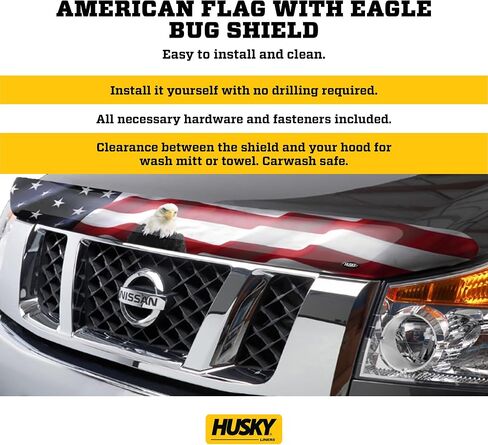 Husky Liners Hood Protector w/American Flag | Fits 2014-2015 Chevrolet Silverado 1500, High Profile/Bug Shield - 1 pc., Multi-Colored-USA | 2818121 in Saudi Arabia