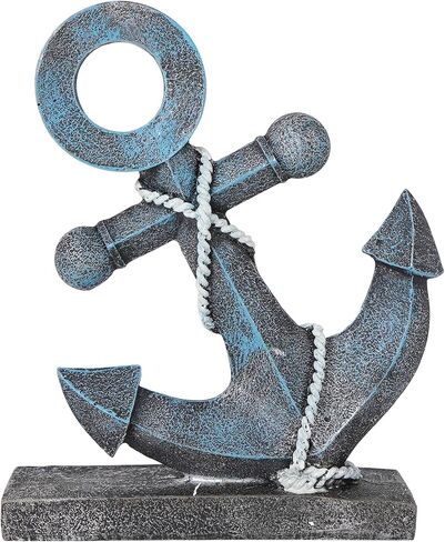 تمثال مرساة ديكور بحري مع حبل ، تمثال ريفي للمرساة للمكتب المنزلي بحيرة منزل ديكور الفضاء البحري ، لهجة صفراء in Kuwait