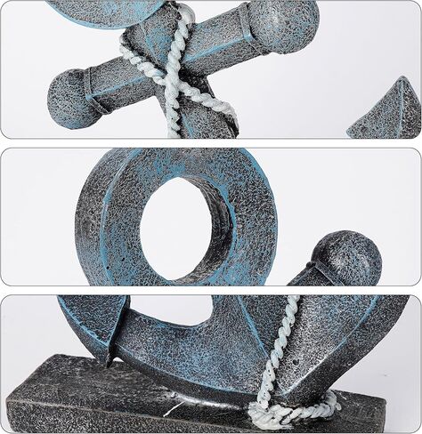 تمثال مرساة ديكور بحري مع حبل ، تمثال ريفي للمرساة للمكتب المنزلي بحيرة منزل ديكور الفضاء البحري ، لهجة صفراء in Kuwait