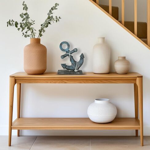 تمثال مرساة ديكور بحري مع حبل ، تمثال ريفي للمرساة للمكتب المنزلي بحيرة منزل ديكور الفضاء البحري ، لهجة صفراء in Kuwait