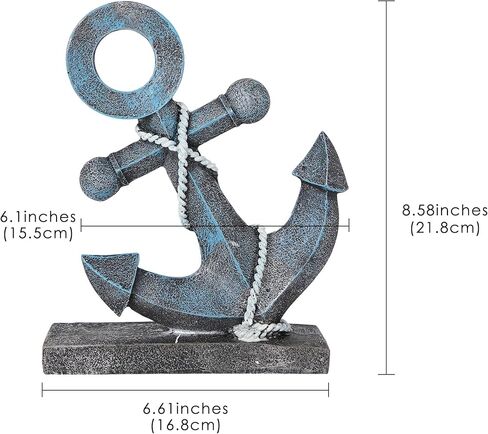 تمثال مرساة ديكور بحري مع حبل ، تمثال ريفي للمرساة للمكتب المنزلي بحيرة منزل ديكور الفضاء البحري ، لهجة صفراء in Kuwait