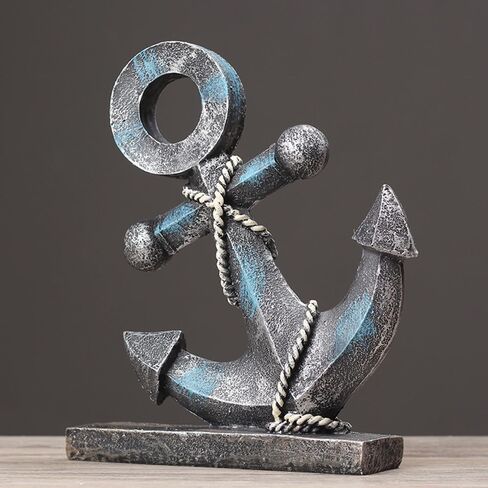 تمثال مرساة ديكور بحري مع حبل ، تمثال ريفي للمرساة للمكتب المنزلي بحيرة منزل ديكور الفضاء البحري ، لهجة صفراء in Kuwait