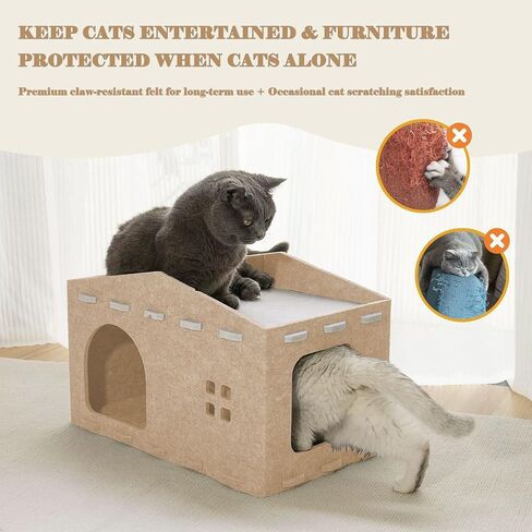 Cat House for Indoor Cats, Cat Bed for Large & Multiple Cats, Scratch Resistance, Cave Creative Cat House Support up to 22 lb, Oval Shape, Camel in Saudi Arabia