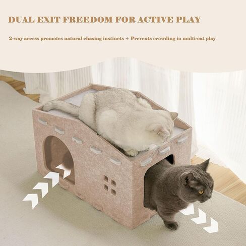 Cat House for Indoor Cats, Cat Bed for Large & Multiple Cats, Scratch Resistance, Cave Creative Cat House Support up to 22 lb, Oval Shape, Camel in Saudi Arabia