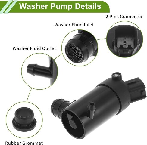 مضخة غسالة الزجاج الأمامي Acropix مع Grommet لـ Hyundai Accent 2000-2005 أمامي مضخة سائل الزجاج الأمامي مضخة الزجاج الأمامي رقم 985103T500 الأسود 1 in Saudi Arabia