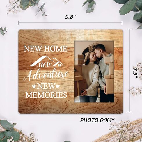 هدايا Housewarming منزل جديد مغامرة جديدة ذكريات جديدة ، إطار صورة 4x6 ، إطار صور خشبي ، ديكورات حفلات Housewarming ، جبل جدار وجدول أعلى ، أساسيات المنزل الجديدة (032) in Kuwait