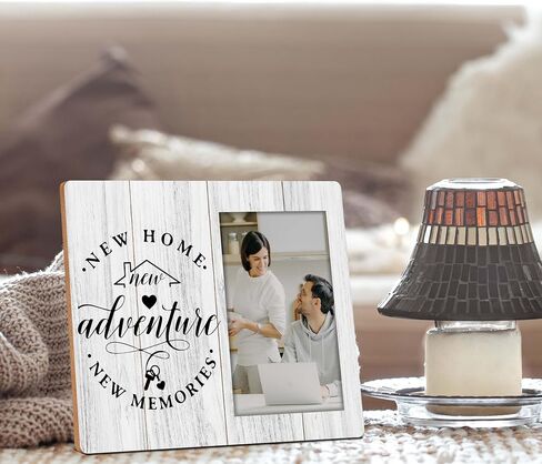 هدايا Housewarming منزل جديد مغامرة جديدة ذكريات جديدة ، إطار صورة 4x6 ، إطار صور خشبي ، ديكورات حفلات Housewarming ، جبل جدار وجدول أعلى ، أساسيات المنزل الجديدة (032) in Kuwait
