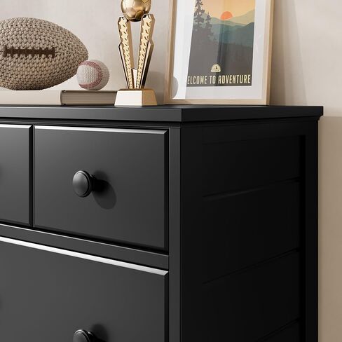 Storkcraft Moss 6 Drawer Double Dresser (Black) – GREENGUARD Gold Certified, Wood Dresser for Nursery, 6 Drawer Dresser, Kids Dresser, Nursery Dresser Drawer Organizer, Chest of Drawers in Kuwait