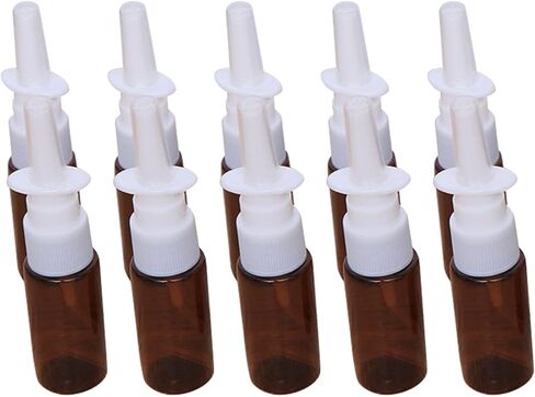 Healifty 15ml Empty Nasal Spray Bottle, Refillable Fine Mist Empty Spray Bottles Amber Sprayers 10pcs (Brown Pet+ 18R Direct Injection) in Saudi Arabia
