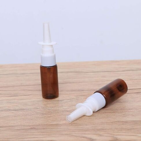 Healifty 15ml Empty Nasal Spray Bottle, Refillable Fine Mist Empty Spray Bottles Amber Sprayers 10pcs (Brown Pet+ 18R Direct Injection) in Saudi Arabia