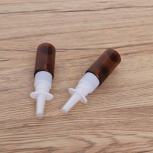 Healifty 15ml Empty Nasal Spray Bottle, Refillable Fine Mist Empty Spray Bottles Amber Sprayers 10pcs (Brown Pet+ 18R Direct Injection) in Saudi Arabia