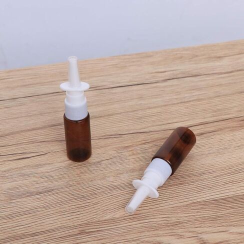 Healifty 15ml Empty Nasal Spray Bottle, Refillable Fine Mist Empty Spray Bottles Amber Sprayers 10pcs (Brown Pet+ 18R Direct Injection) in Saudi Arabia