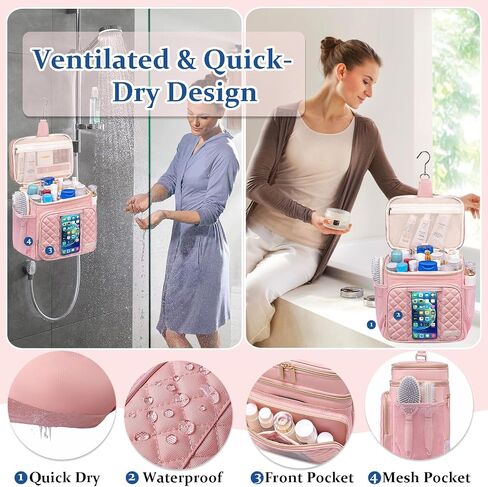 Large Toiletry Bag for Women Men,Waterproof Portable Shower Caddy for College Dorm,Bathroom Bag, Quick Dry Shower Bag Hanging Toiletry Bags for For Full Sized Toiletries And Cosmetics in Kuwait
