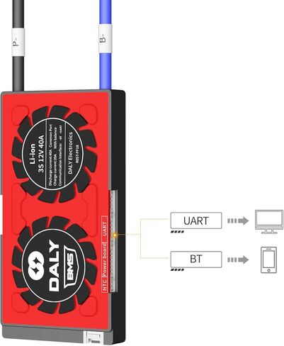 DALY 3S 12V Li-ion BMS 200A Battery Pack Protection Board with Common Port and Balance Leads for Home DIY 18650 Battery Electronic Device(Standard BMS,200A) in Kuwait