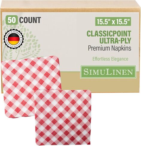 SimuLinen Disposable Dinner Napkins, Biodegradable for Parties, Showers, Luncheons – White with Pink Orchid, 15.5"x15.5", Pack of 50 in Kuwait