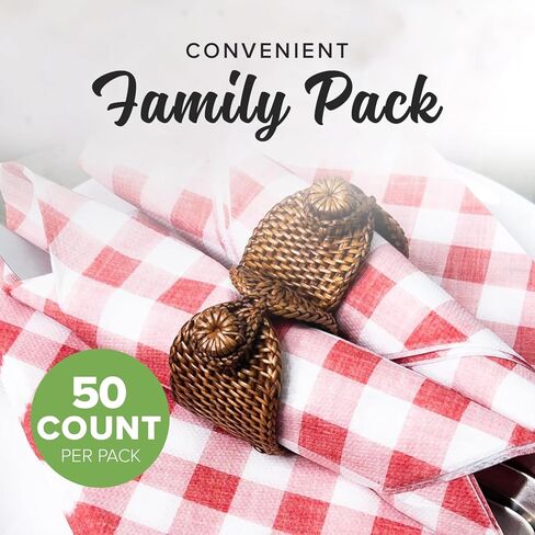 SimuLinen Disposable Dinner Napkins, Biodegradable for Parties, Showers, Luncheons – White with Pink Orchid, 15.5"x15.5", Pack of 50 in Kuwait