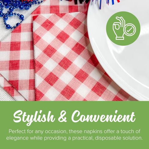 SimuLinen Disposable Dinner Napkins, Biodegradable for Parties, Showers, Luncheons – White with Pink Orchid, 15.5"x15.5", Pack of 50 in Kuwait