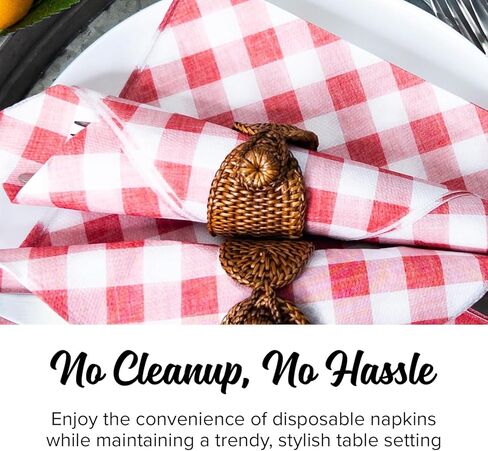 SimuLinen Disposable Dinner Napkins, Biodegradable for Parties, Showers, Luncheons – White with Pink Orchid, 15.5"x15.5", Pack of 50 in Kuwait