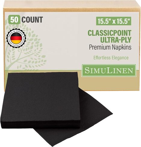 SimuLinen Disposable Dinner Napkins, Biodegradable for Parties, Showers, Luncheons – White with Pink Orchid, 15.5"x15.5", Pack of 50 in Saudi Arabia
