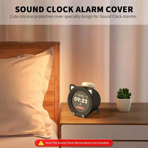 لطيف مضحك Kawaii Cartoon Silicone Cover Cover متوافق مع Nintendo Sound Clock Allaro ، مضاد للخلع على مدار الصدمة زر الواقي غطاء الواقي للبلاد على مدار الساعة الفتيات (أسود) in Kuwait