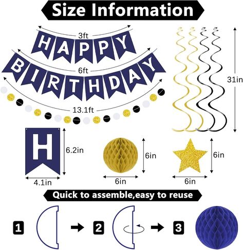 Purple Birthday Party Decorations Set with Happy Birthday Banner, 6 Honeycomb Balls, 8 Star Hanging Swirl Streamer, and Circle Dots Garland for Women Girls in Saudi Arabia