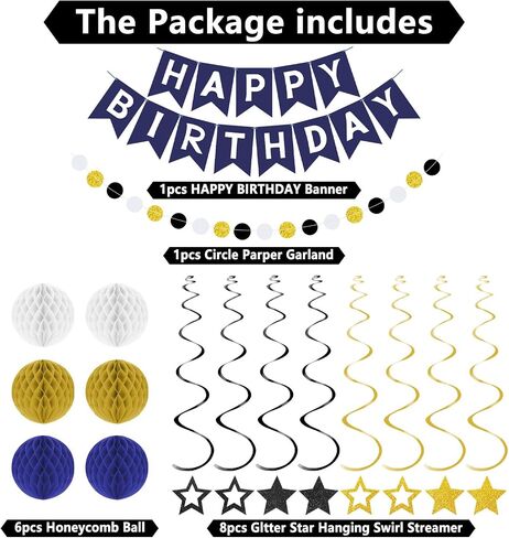 Purple Birthday Party Decorations Set with Happy Birthday Banner, 6 Honeycomb Balls, 8 Star Hanging Swirl Streamer, and Circle Dots Garland for Women Girls in Saudi Arabia
