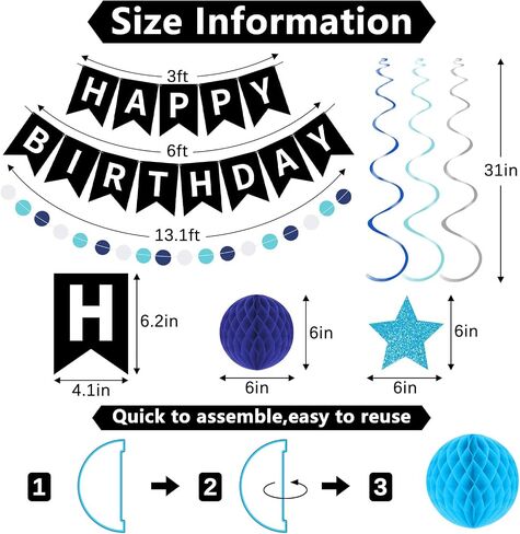 Purple Birthday Party Decorations Set with Happy Birthday Banner, 6 Honeycomb Balls, 8 Star Hanging Swirl Streamer, and Circle Dots Garland for Women Girls in Saudi Arabia