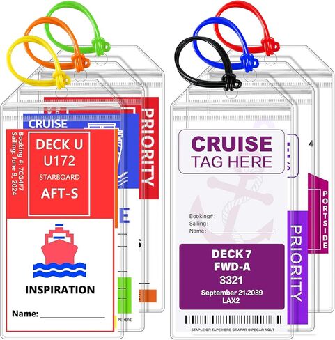 6 Pack Cruise Luggage Tag Holder – Durable Waterproof Luggage Tags for Cruise Ships with Zip Seal – Cruise Essentials Tags Holder – Clear Transparent (6-Pack) in Saudi Arabia