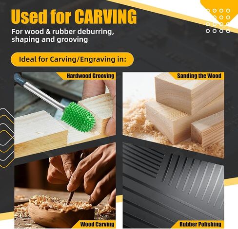 Caelum Extreme Sphere Rotary Burr 1⁄4 "عمود ، مرفق خشبي للبوش ، Dewalt ، Milwaukee ، كربيد التنغستن ، قطر الرأس 1" ، خشن للغاية للنحت في الخشب ، المطاط in Kuwait