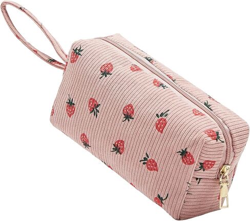 Small Corduroy Makeup Bag for Women Portable Cosmetic Bag Travel Makeup Pouch Small Corduroy Toiletry Bag with Zipper for Purse in Saudi Arabia