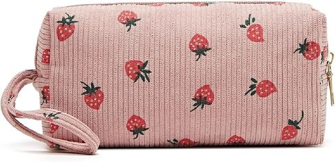 Small Corduroy Makeup Bag for Women Portable Cosmetic Bag Travel Makeup Pouch Small Corduroy Toiletry Bag with Zipper for Purse in Saudi Arabia