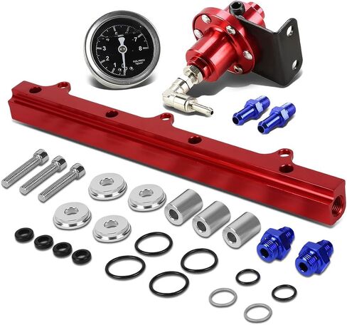 Auto Dynasty Compatible with Honda B-Series Top Feed Fuel Injector Rail Kit+Fuel Pressure Regulator (Blue) in Kuwait