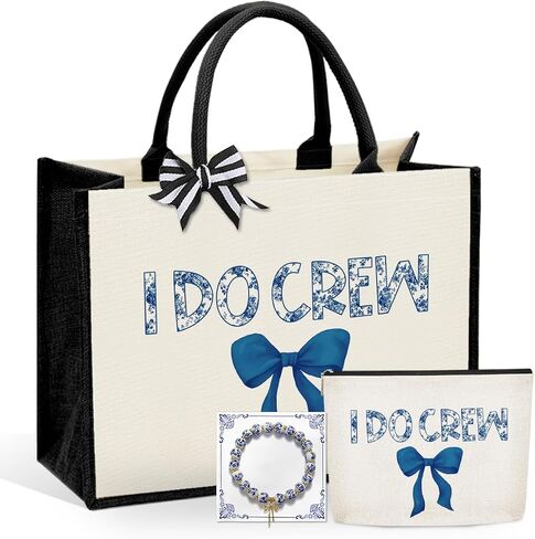 KongMoTree 3 Pcs Bride Wedding Tote Bag with Makeup Bag and Bracelets, Tote Bags with Floral for Wedding Party in Saudi Arabia