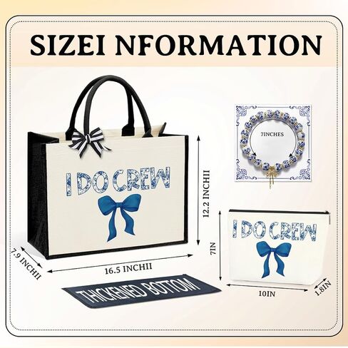 KongMoTree 3 Pcs Bride Wedding Tote Bag with Makeup Bag and Bracelets, Tote Bags with Floral for Wedding Party in Saudi Arabia