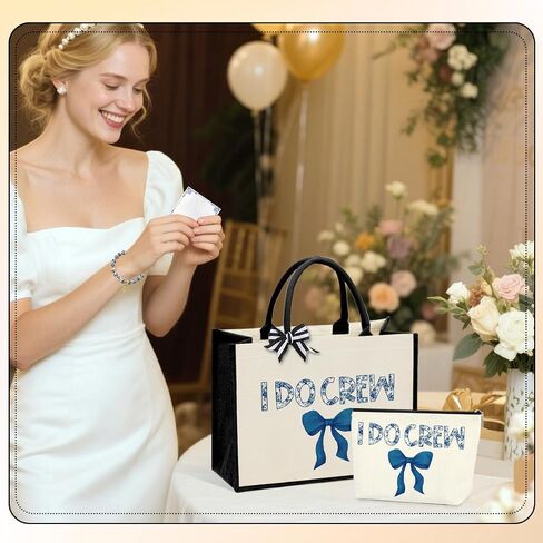 KongMoTree 3 Pcs Bride Wedding Tote Bag with Makeup Bag and Bracelets, Tote Bags with Floral for Wedding Party in Saudi Arabia