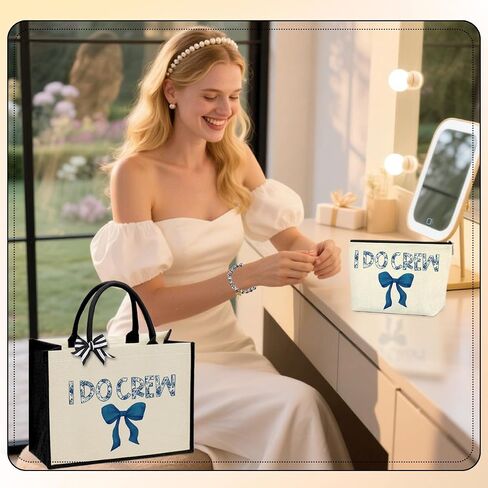 KongMoTree 3 Pcs Bride Wedding Tote Bag with Makeup Bag and Bracelets, Tote Bags with Floral for Wedding Party in Saudi Arabia