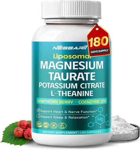 مجمع Taurate المغنيسيوم-1،885 ملغ مع البوتاسيوم ، L-theanine ، Hawthorn Berry & CoQ10-يدعم Heart ، Nerve & Sleep Health-180 كبسولة-مصنوعة في الولايات المتحدة الأمريكية* in Kuwait