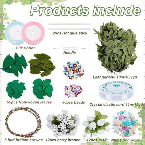 INFUNLY 4 Sets DIY Pink Floral Crowns Kit for Women Handmade Blue Floral Wreath Headbands Kit Adjustable Flower Leaf Crown Making Kit Flower Headband and Bracelets Kit for Gifts Bridal Wedding in Saudi Arabia