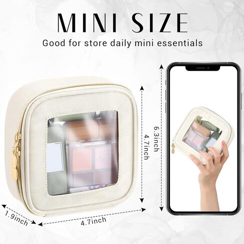 Abbylike 3 Pcs Clear Makeup Bags Travel Cosmetic Organizer Case Nylon Toiletry Bag with Zipper PVC Transparent Makeup Pouch Portable Storage Car Essentials for Women Gifts(Black, White, Pink,Small) in Saudi Arabia