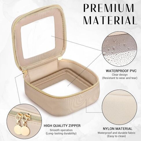 Abbylike 3 Pcs Clear Makeup Bags Travel Cosmetic Organizer Case Nylon Toiletry Bag with Zipper PVC Transparent Makeup Pouch Portable Storage Car Essentials for Women Gifts(Black, White, Pink,Small) in Saudi Arabia