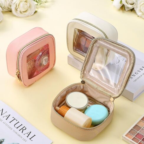Abbylike 3 Pcs Clear Makeup Bags Travel Cosmetic Organizer Case Nylon Toiletry Bag with Zipper PVC Transparent Makeup Pouch Portable Storage Car Essentials for Women Gifts(Black, White, Pink,Small) in Saudi Arabia