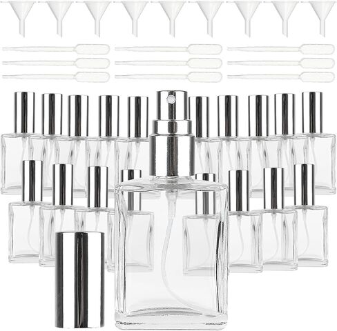18Pcs Clear Perfume Spray Bottles,15ml Glass Perfume Atomizer,Empty Fine Mist Atomizer Sprayer, Portable Perfume Bottle with 9Droppers9 Funnels,Refillable Perfume Container for Travel(Gold) in Saudi Arabia