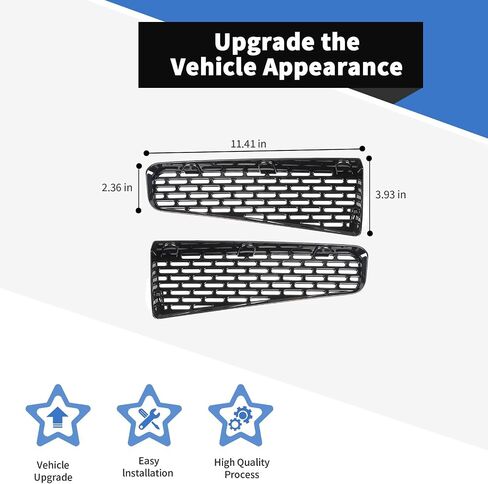Voodonala for Ford Bronco 2021-2024 Heavy Duty Bumper Grille Mesh Decoration Cover Trim Cover Compatible With Ford Bronco 2021-2024 Heavy Duty Bumper (ABS,Black,Center) in Saudi Arabia