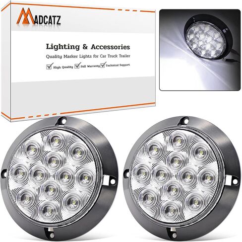 MADCATZ (Pack of 2) 4 Inch Round White LED Trailer Marker Tail Lights 12 Diodes Waterproof ABS Housing for Boat Truck Lorry 12V DC with Low-High Brightness GK12 in Saudi Arabia