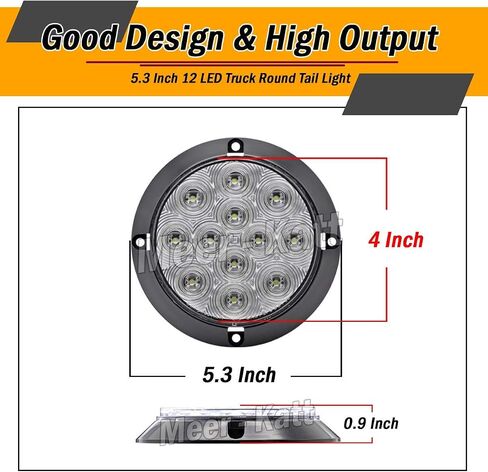 MADCATZ (Pack of 2) 4 Inch Round White LED Trailer Marker Tail Lights 12 Diodes Waterproof ABS Housing for Boat Truck Lorry 12V DC with Low-High Brightness GK12 in Saudi Arabia