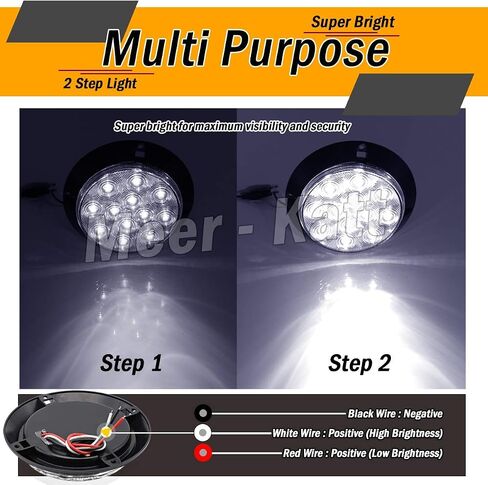 MADCATZ (Pack of 2) 4 Inch Round White LED Trailer Marker Tail Lights 12 Diodes Waterproof ABS Housing for Boat Truck Lorry 12V DC with Low-High Brightness GK12 in Saudi Arabia