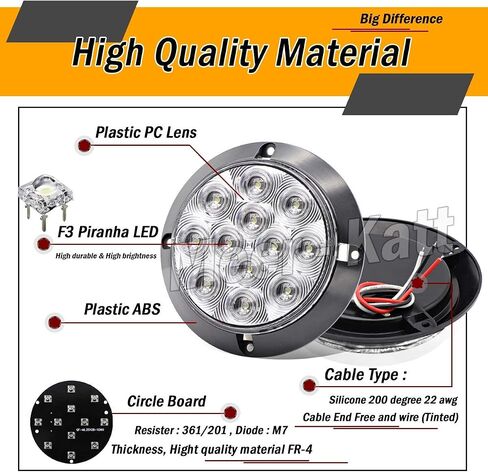 MADCATZ (Pack of 2) 4 Inch Round White LED Trailer Marker Tail Lights 12 Diodes Waterproof ABS Housing for Boat Truck Lorry 12V DC with Low-High Brightness GK12 in Saudi Arabia