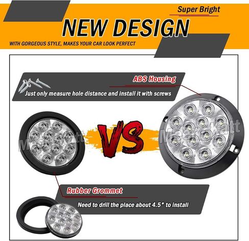 MADCATZ (Pack of 2) 4 Inch Round White LED Trailer Marker Tail Lights 12 Diodes Waterproof ABS Housing for Boat Truck Lorry 12V DC with Low-High Brightness GK12 in Saudi Arabia