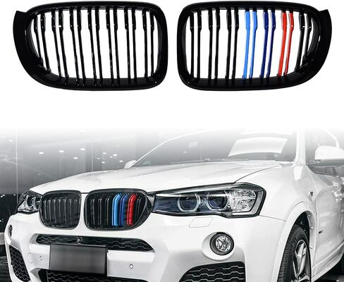 إدراج Grille Grille Grille Line Dual Line متوافق مع 2014-2017 BMW F25 X3 LCI F26 X4 (Mlossy Black Painted M-Color) in Kuwait