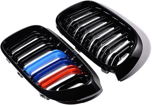 إدراج Grille Grille Grille Line Dual Line متوافق مع 2014-2017 BMW F25 X3 LCI F26 X4 (Mlossy Black Painted M-Color) in Kuwait